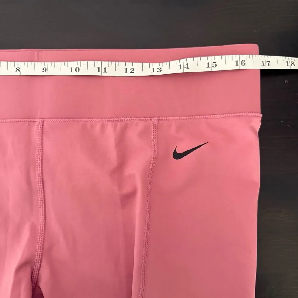 Nike Dri Fit Leggings Womens Sz XL Pink Logo Ankle Athleisure Workout Gym Yoga